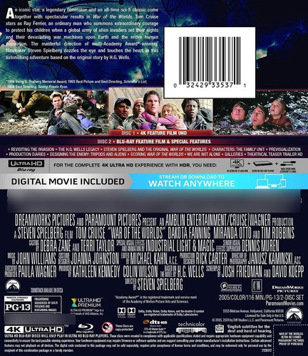 4k Ultra Hd + Blu-ray War Of The Worlds Guerra De Los Mundos 1