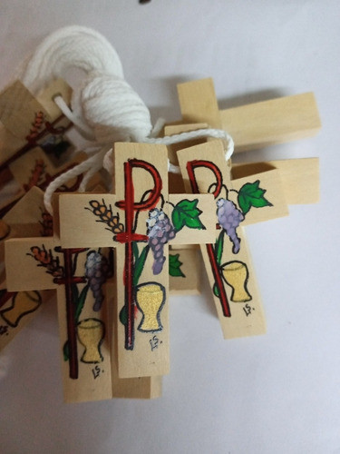 Cruz Souvenir Comunión Madera Y Cordón  X 10 Unidades 1