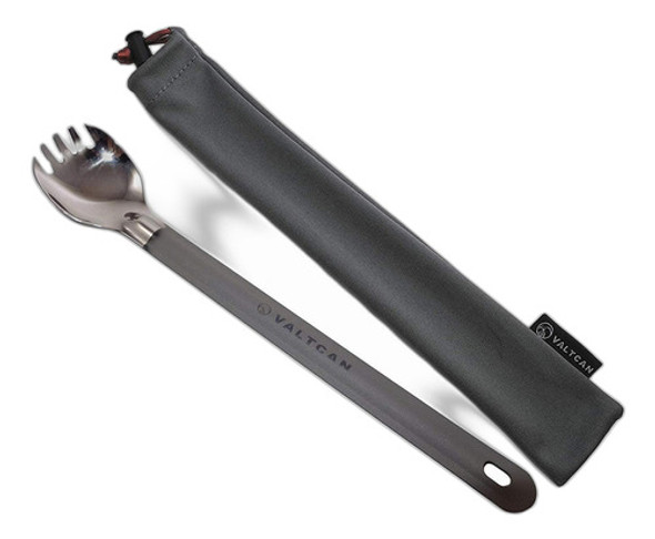 Valtcan Mango Largo De Titanio Spork Tazon Pulido Camping L 1
