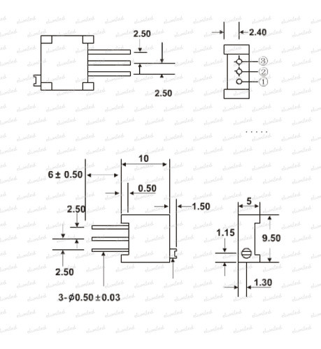 5 Presets Trimpot 3296w 25 Vueltas 50k (503) 1