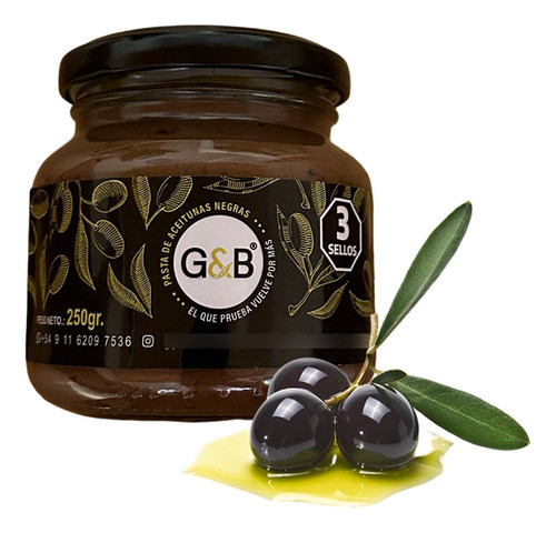 Pasta De Aceituna Negra Frasco Vidrio G & B Catamarca X250g 0