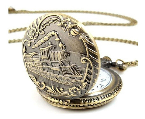 Relógio De Bolso Vintage Trem Maria Fumaça Ouro Envelhecido 1
