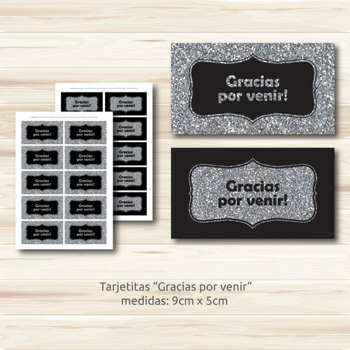 Banderines Plateado Brillantina Y Negro Imprimibles 1