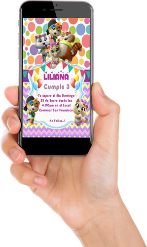 Invitacion Tarjeta Digital Personalizada Whatsapp 44 Gatos 0