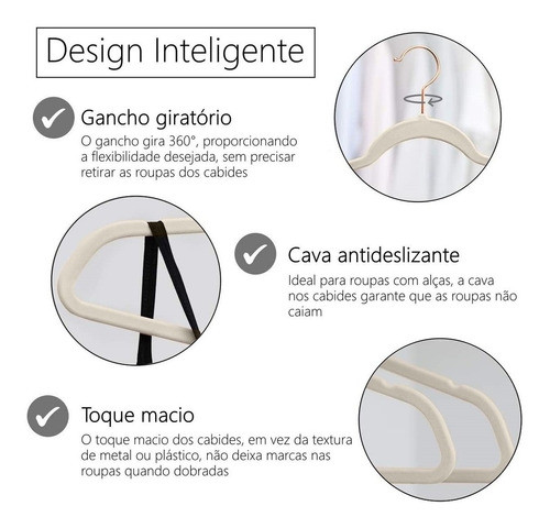 25 Cabides De Veludo Infantil Bege Ultrafino Slim 1