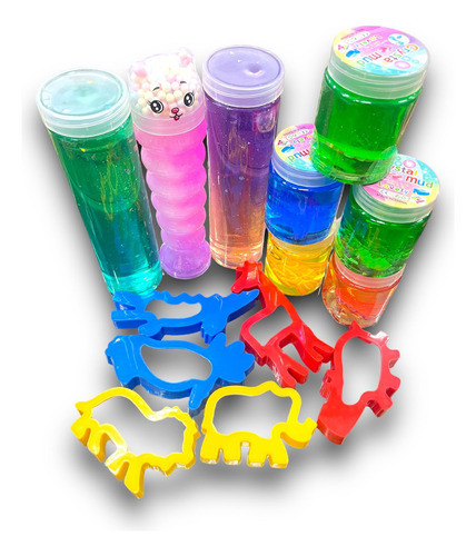Masa Slime Tarro C/animales 8 Unidades Masa Infantil Moldes 0