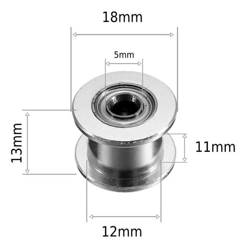 Polea Guia Lisa Con Rodamiento Int5mm Ancho 12.5mm Ext / 10m 1
