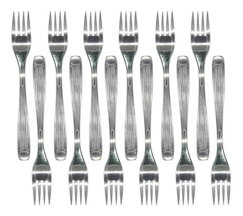 Tenedor Postre Bariloche Rayado Pack X12 Ac. Inox Guadix 0