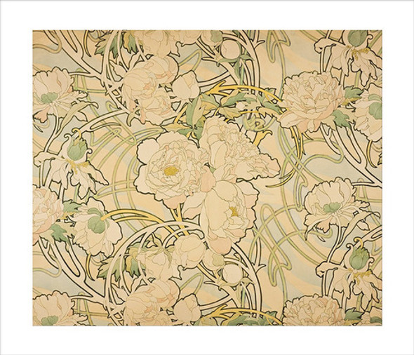 Lamina Fine Art Peonias Alfons Mucha 70x60 Cm Myc 0