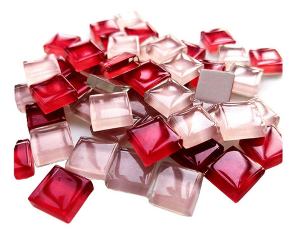 Venecitas De Vidrio 1x1cm 100u Mix Rojo Rosa 0