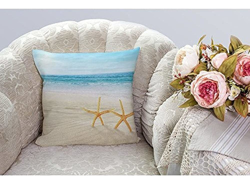 Hgod Designs Throw Pillow Cover Beach Starfish And Seas Ocea 1