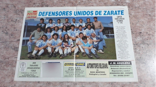 Póster Defensores Unidos De Zárate Campeón Primera  C  1993. 0