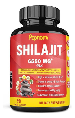 Shilajit Ultra Puro Organico 6550mg +ashwaganda Ginseng 90u 0