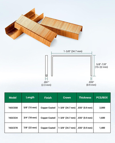 Grapas De Cobre 3/4 16g 1600u Ganchos Para Cajas De Carton 1