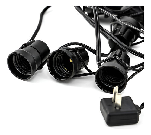 Guirnalda Luz Apta Exterior 20mts 40 Portalamparas Negra 0