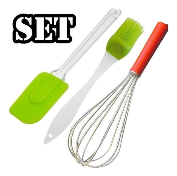 Set Espatula + Pincel Silicona + Batidor Gastronomico 0