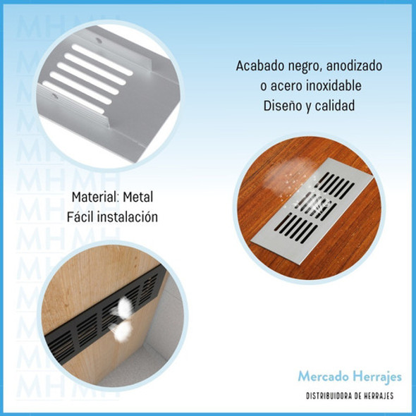 Rejilla De Ventilacion Acero Inoxidable 225x80mm 1