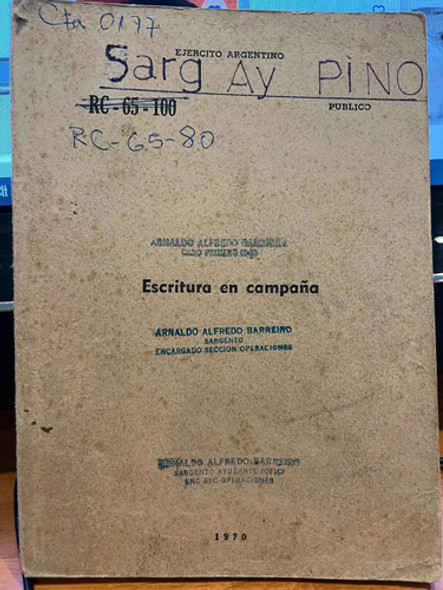 Libro Reglamento Ejército Escritura En Campaña 1970 0 Libro Reglamento Ejército Escritura En Campaña 1970 0