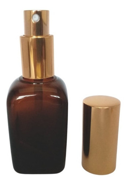 Frasco Vidrio 50ml Ámbar Con Spray Metal Dorado (4 Unidades) 0