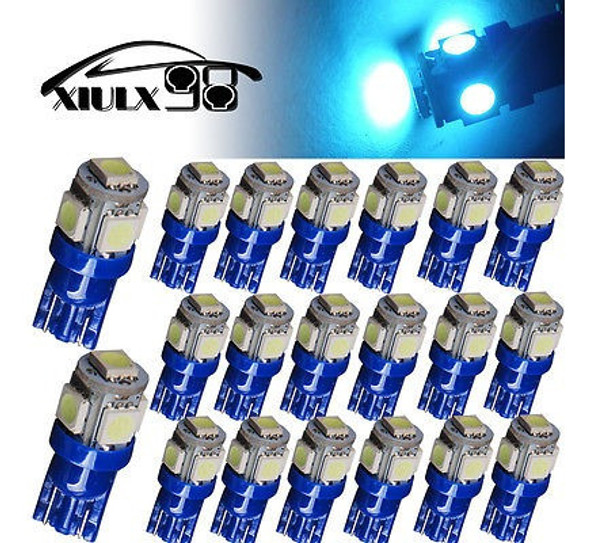 20x Ice Blue T10 Interior 5 Led 5050 Smd Cortesía Vanity Mir 1