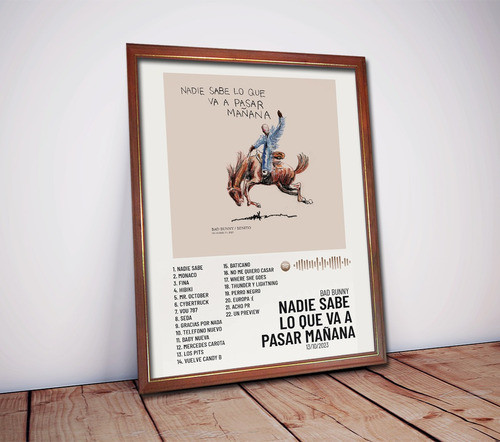 Bad Bunny Poster Nadie Sabe Lo Que Va A Pasar Mañana Cuadro 0