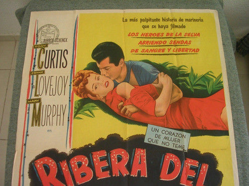 Antiguo Afiche De Cine Ribera Del Heroísmo 1954 Tony Curtis 1