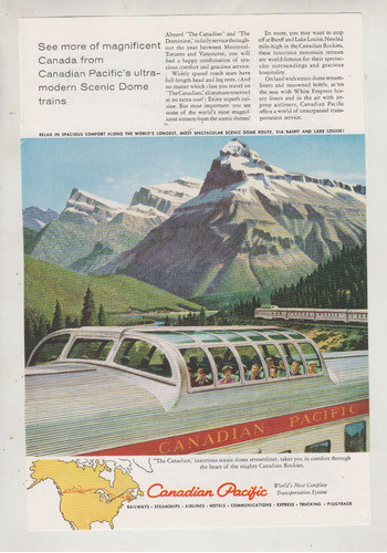 1959 Ferrocarril Canadian Pacific  Publicidad Usa Vintage 0