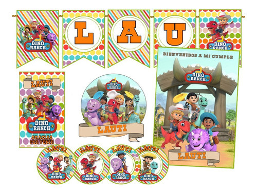 Kit Imprimible Cumpleaños Dino Ranch Personalizado 0