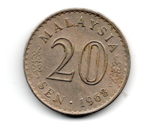 Malasia Moneda 20 Sen Año 1968 Km#4 Asia 1