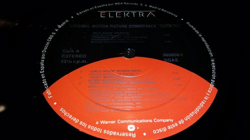 Cocktail Original Motion Picture Soundtrack Lp Vinilo Spain 1
