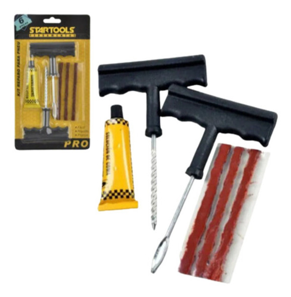 Kit Reparo Pneu Sem Câmara  Remendo Profissional Carro Moto 0