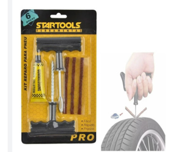 Kit Reparo Pneu Sem Câmara  Remendo Profissional Carro Moto 1