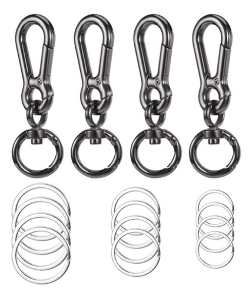 Llaveros Gancho 4 Uni. Con 12 Anillos Para Llaves Plateados 0