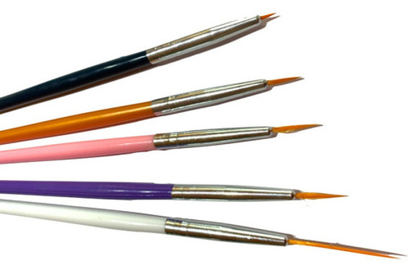 Pack Pincel Liner Fino X 5 Unidades Decoración Uñas Nail Art 0