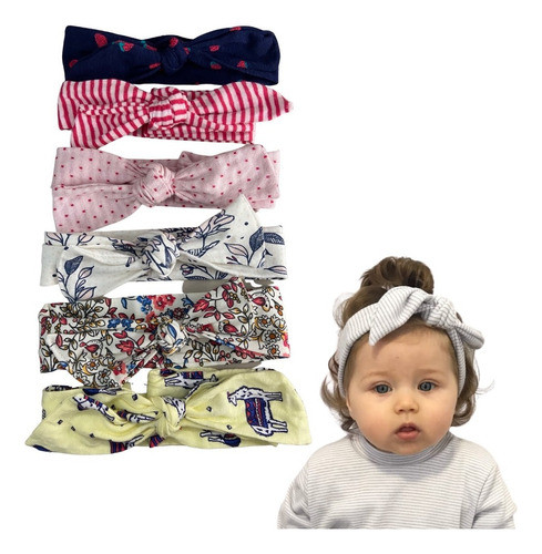 6 Tiara Baby Girl Malha Confortáveis Crianças Turbante 1