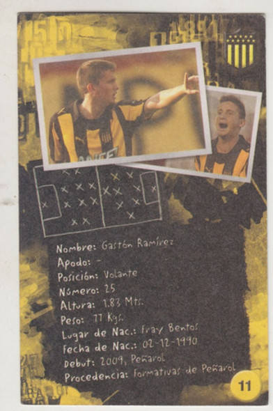 Futbol Tarjeta Idolos Peñarol Gaston Ramirez 2011 Uruguay 1 Futbol Tarjeta Idolos Peñarol Gaston Ramirez 2011 Uruguay 1