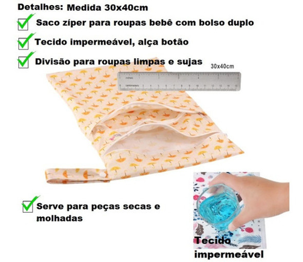 Saquinho Para Troca Roupa Limpa E Suja Bebê Impermeável 1