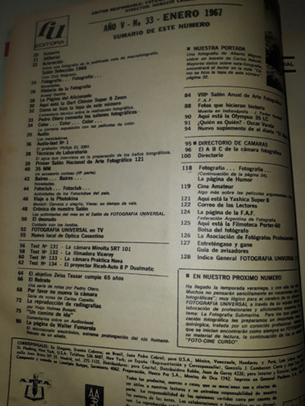 Revista Fotografia Universal N° 33 Enero 1967 1