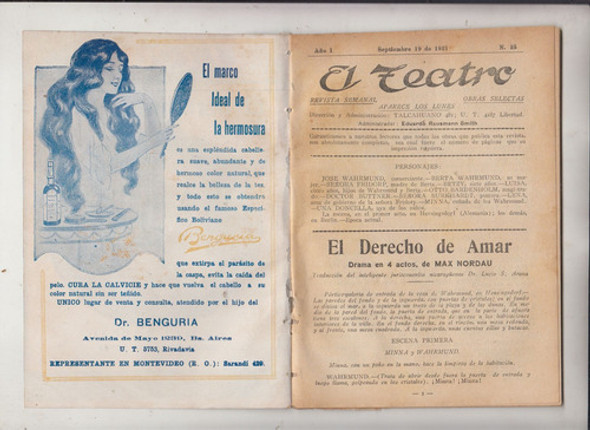 1921 Atipicos Max Nordau El Derecho De Amar Obra De Teatro 1