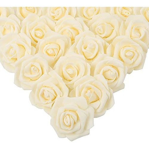 Rosas Artificiales Realistas 7cm Crema X 100u 0