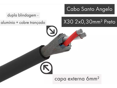 Kit C/ 2 Cabos Santo Angelo Xlr 90° 03 Mts Rean By Neutrik 1