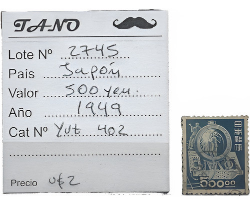 Lote2745 Japón 500 Yens Año 1949 Yvert# 402 0