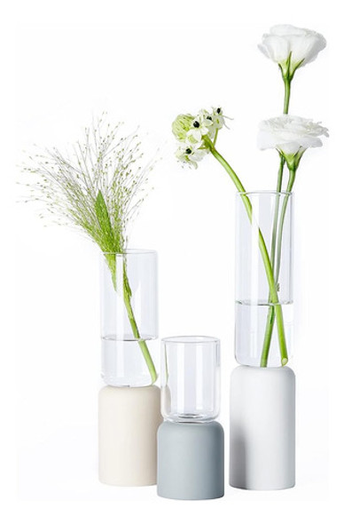 Zens Small Bud Vases Set De 3, Jarrón Minimalista De Vidrio 0