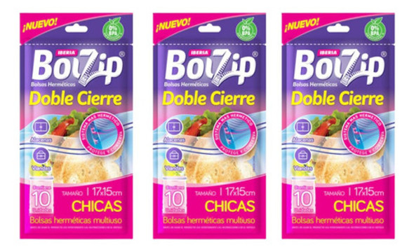 Bolzip Bolsas Hermeticas Doble Cierre Chicas 10u - Pack X 3 0 Bolzip Bolsas Hermeticas Doble Cierre Chicas 10u - Pack X 3 0