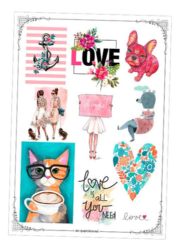 Love #02! Lámina Para Transferencias 21 X 29 Cm 0