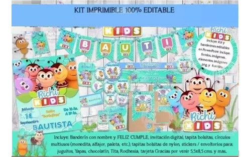 Kit Imprimible Candy Bar Bichikids Bichi Kids 100% Editable 1