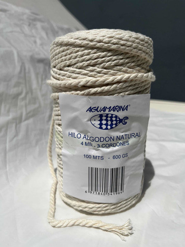 Cuerda Algodón 3 Cordones 4mm Natural -100 Mts 0