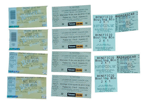 Lote X10 Entradas De Teatro Cines Museos Impecables Gabym 1