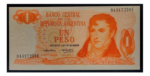 Argentina Billete 1 Peso Ley 1974 Serie F Sc Bot 2319a Fil B 1