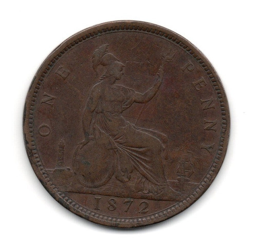 Inglaterra Gran Bretaña Moneda 1 Penny Año 1872 Km#749.2 0